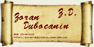 Zoran Dubočanin vizit kartica